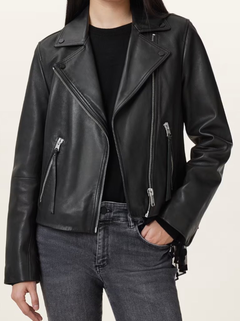 All Saints Dalby Jacket Black Leather 00